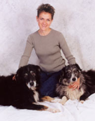 owner with her two dogs